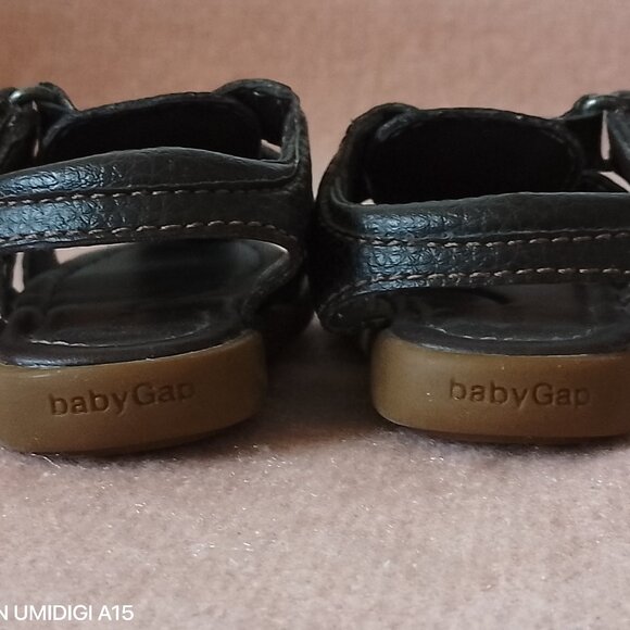 Toddler Fisherman Sandals, Brown Faux Leather with Velcro Strap, Sz. 4 - Picture 4 of 6